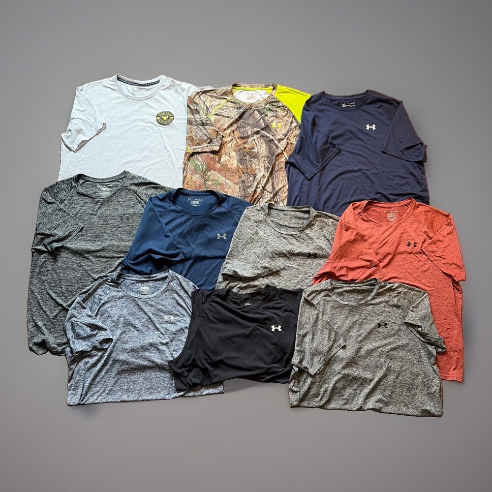 LOT Of 10 Under Armour The Tech Tee T Shirt Polyester Tees Workout Men’s XXL